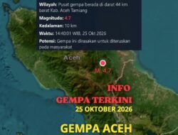 Aceh Tàmiang Diguncang Gempa 4,7 Getaran Sampai ke Gayo Lues
